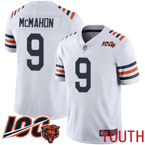 Chicago Bears Limited White Youth Jim McMahon Jersey NFL Football #9 100th Season->youth nfl jersey->Youth Jersey